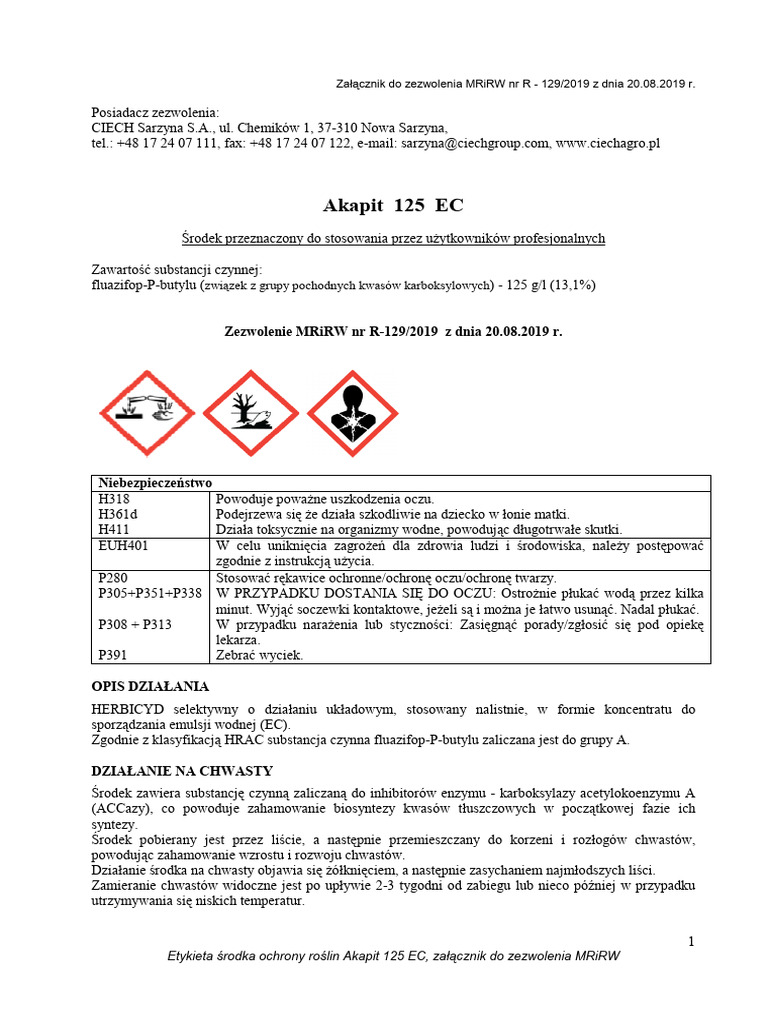 Akapit 125 EC - ET 20-08-2019 | PDF