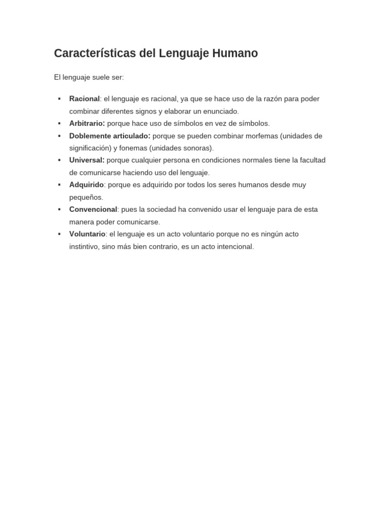 Características y Tipos del Lenguaje Humano | PDF | Comunicación ...