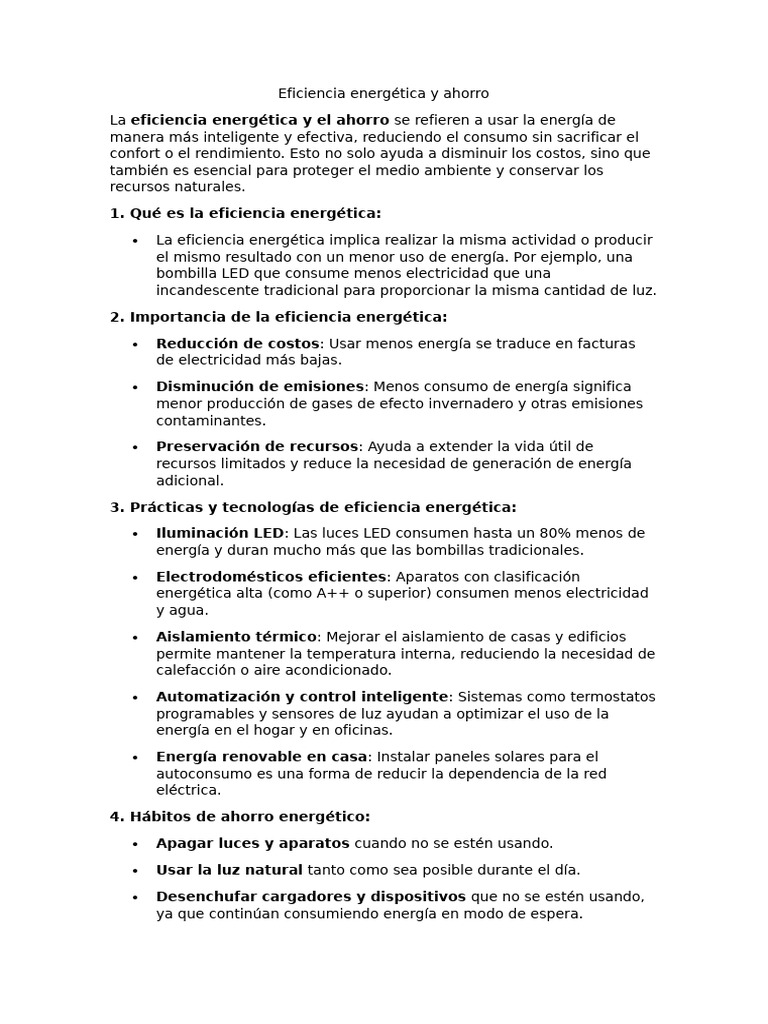 Eficiencia Energética y Ahorro | PDF | Uso eficiente de energía ...