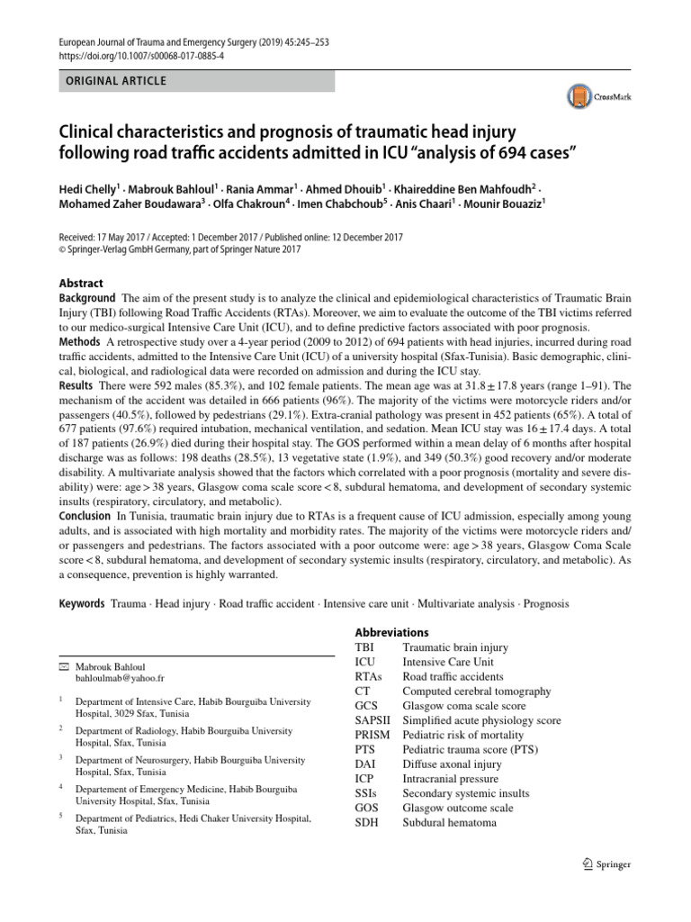 Clinical Characteristics and Prognosis of Traumatic Head Injury ...