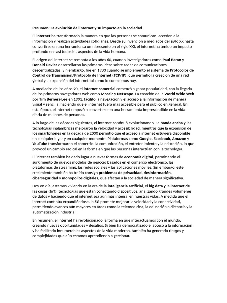 Evolución del Internet y su Impacto Social | PDF | Internet | Red mundial