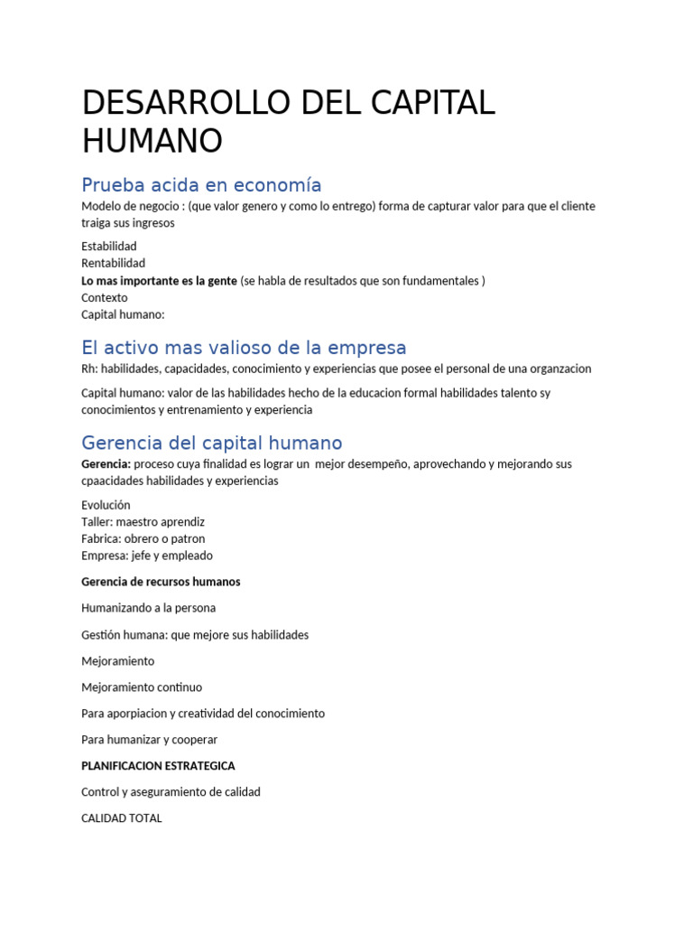 Desarrollo Del Capital Humano | PDF