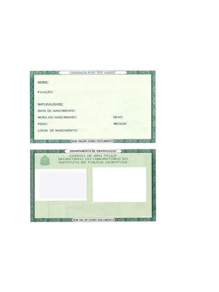 Modelo de Identidade em Branco Atividade | PDF