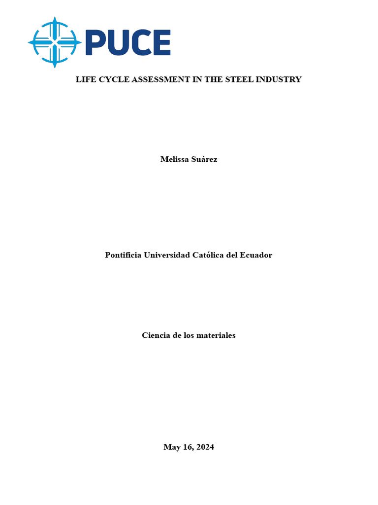 LIFE CYCLE ASSESSMENT IN THE STEEL INDUSTRY Suarez | PDF | Life Cycle ...