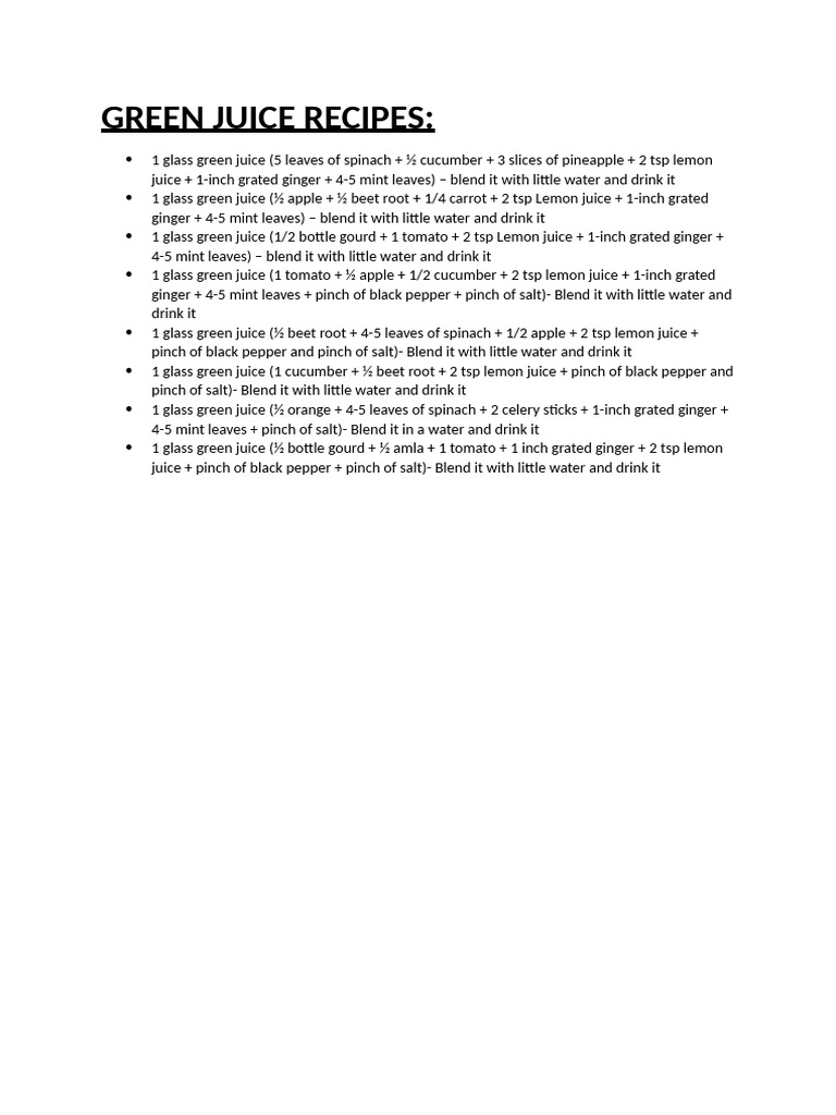Green Juice Recipes PDF