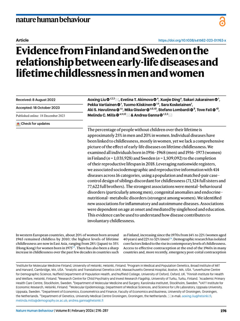 Evidence From Finland and Sweden On The Relationship Between Early-Life ...