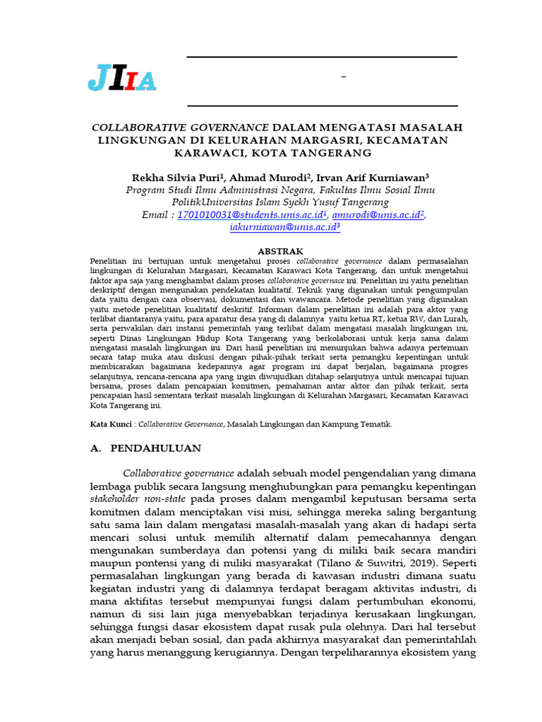 Collaborative Governance Lingkungan Tangerang | PDF | Karier & Perkembangan