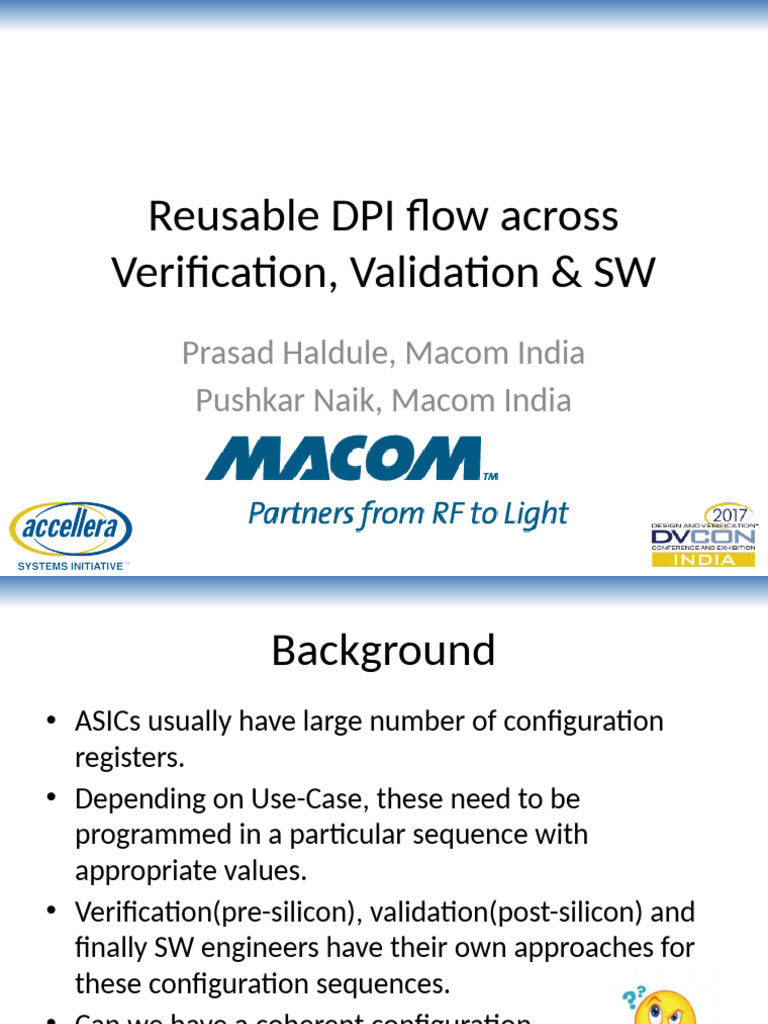 Reusable DPI Flow Across Verification Validation SW | PDF ...