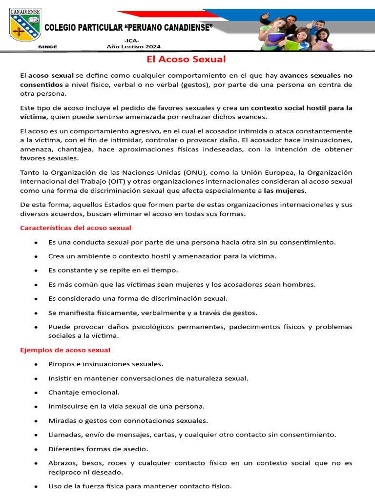 Definición y Ejemplos de Acoso Sexual | PDF | Acoso sexual | Abuso sexual