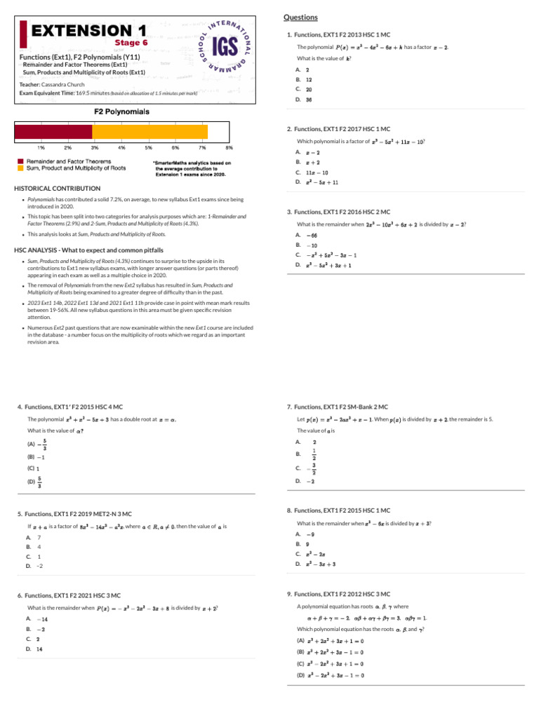SmarterMaths Polynomials | PDF | Zero Of A Function | Polynomial