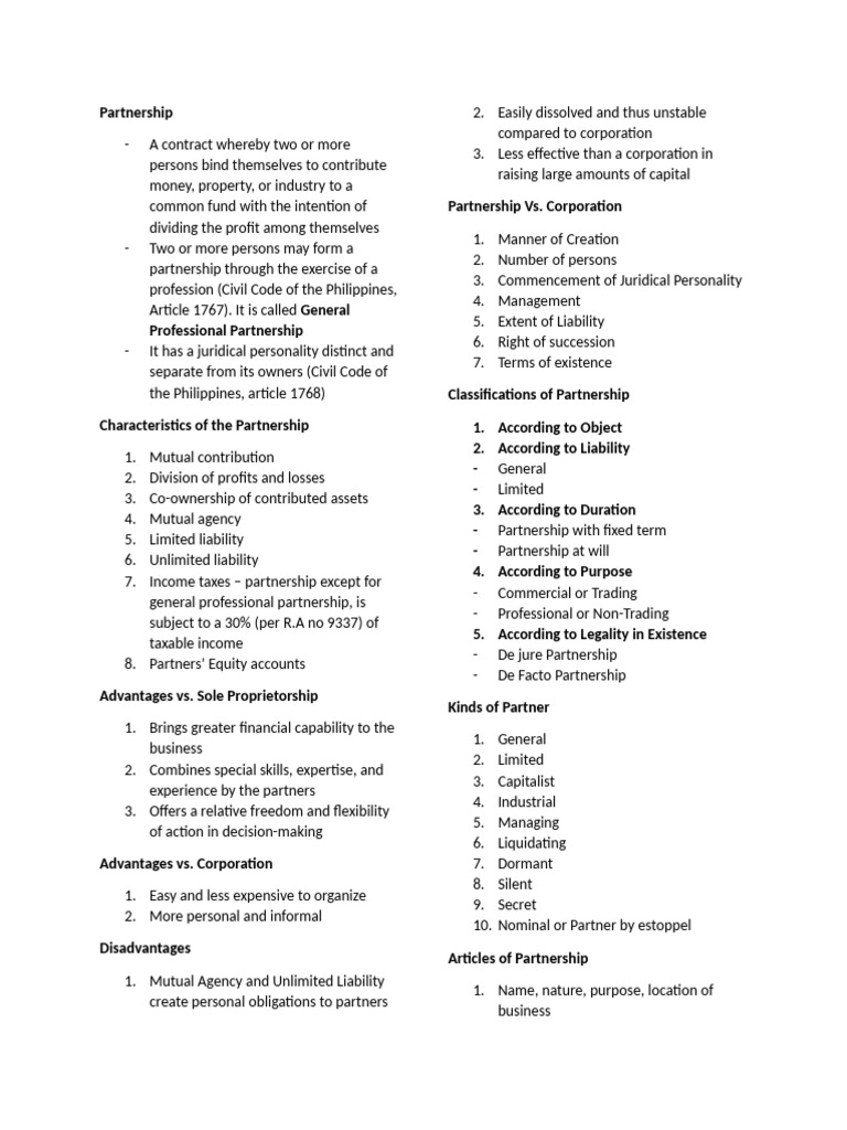 Partnership Notes Pdf Partnership Debits And Credits