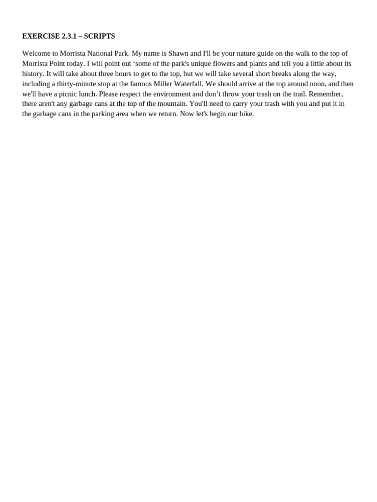 Exercise 2.3.1 Scripts | PDF | Home & Garden | Art