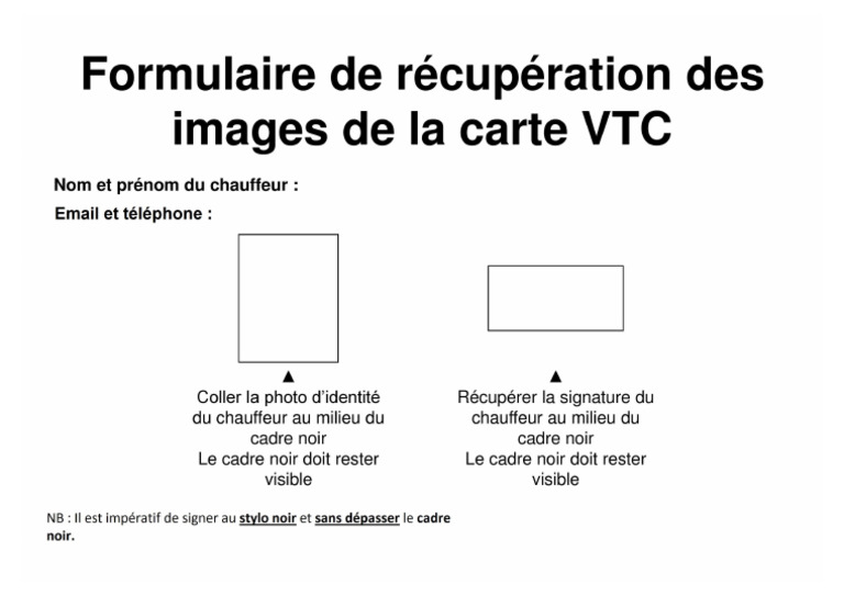 VTC-Formulaire Récupération Images Carte VTC-1 | PDF
