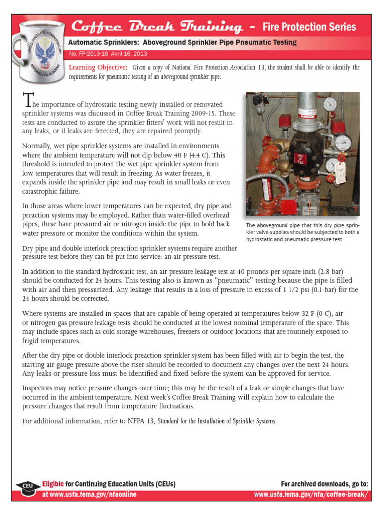 Pneumatic Testing for Sprinkler Systems | PDF | Fire Sprinkler System ...