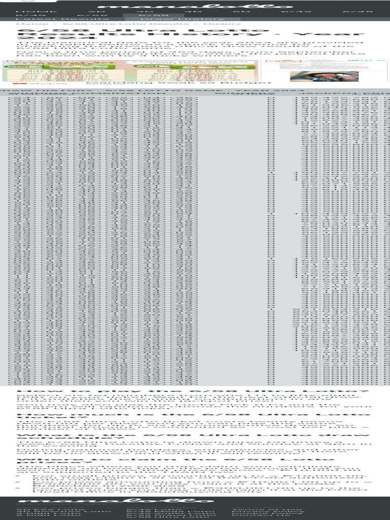 658 Ultra Lotto Results History Year 2024 | PDF | Lottery | Gaming