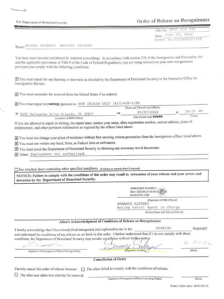 Notice to Appear for Removal Hearing | PDF | Removal Proceedings ...
