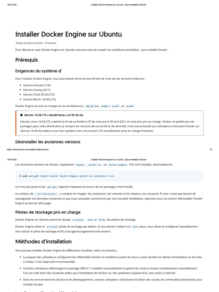 Installer Docker sur Ubuntu : Guide complet | PDF | Sudo | Logiciel système