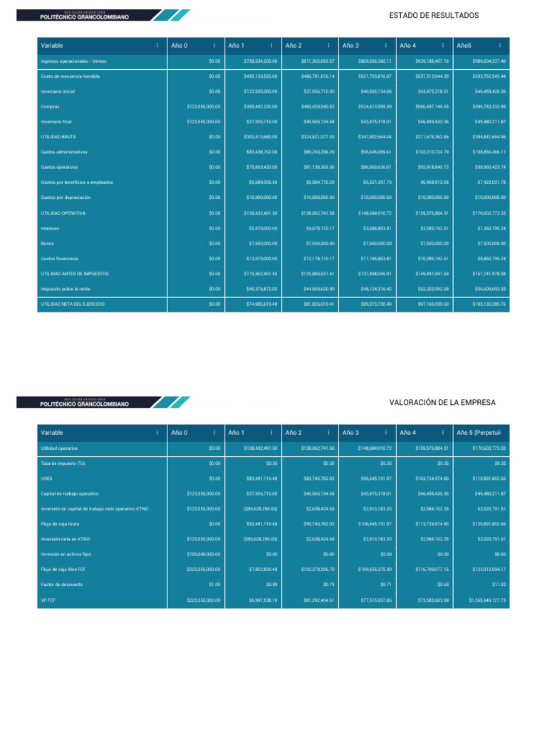 Informe Calculo Valor de La Empresa | PDF | Estado de resultados | Business