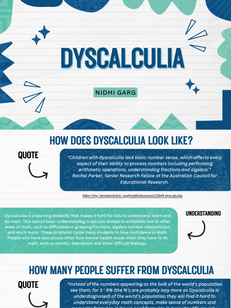 Dyscalculia Presentation | PDF | Mathematics | Numbers