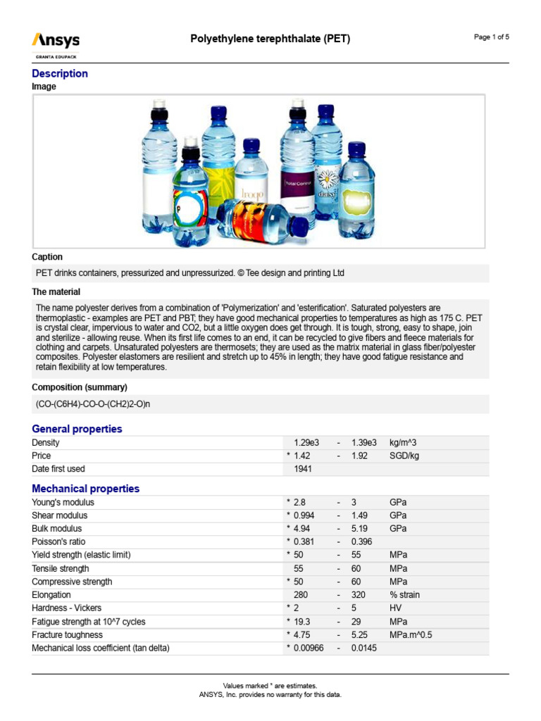 Properties of Polyethylene Terephthalate | PDF | Polyester | Recycling