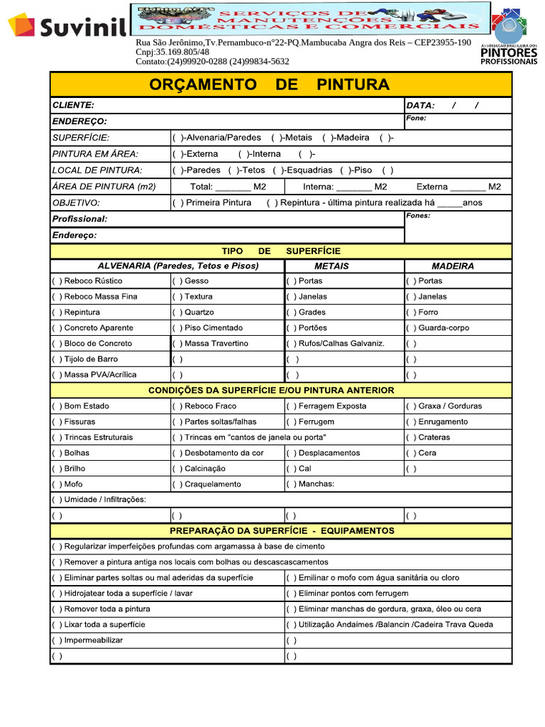 Orçamento de Pintura Residencial | PDF | Tinta | Tinta acrílica