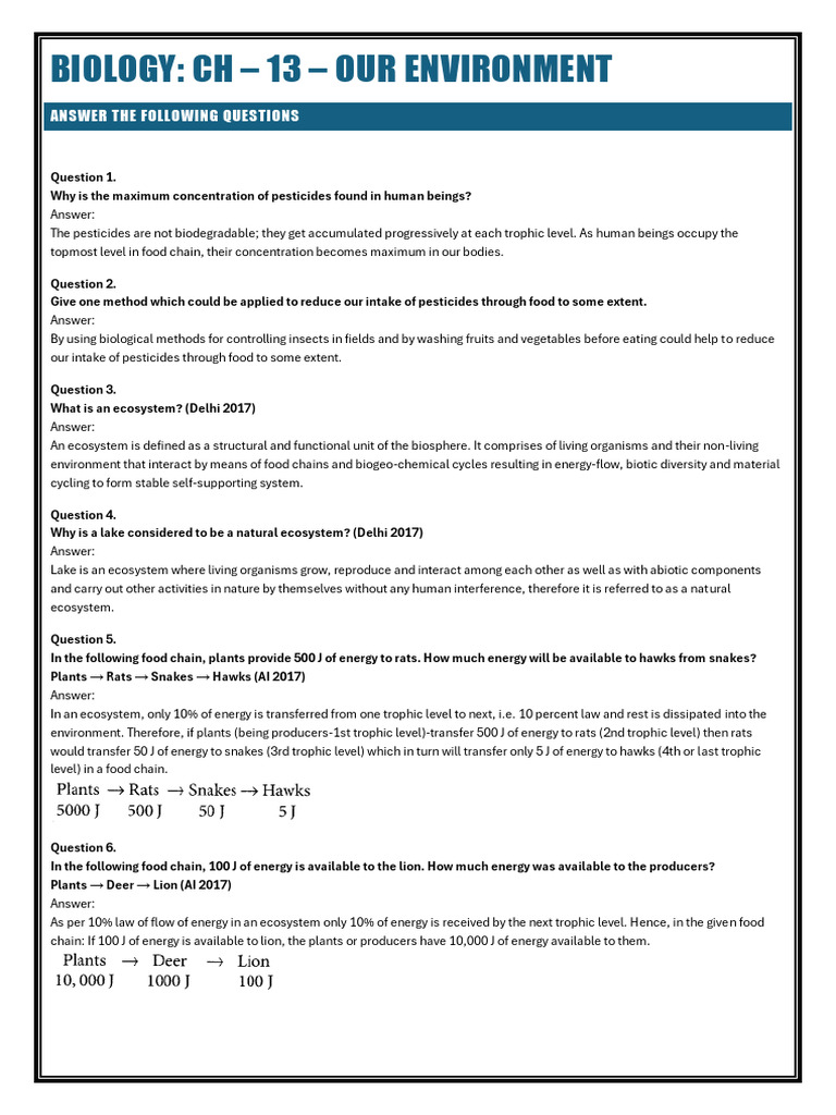 Bio CW Ch -13 | PDF | Food Web | Ecosystem