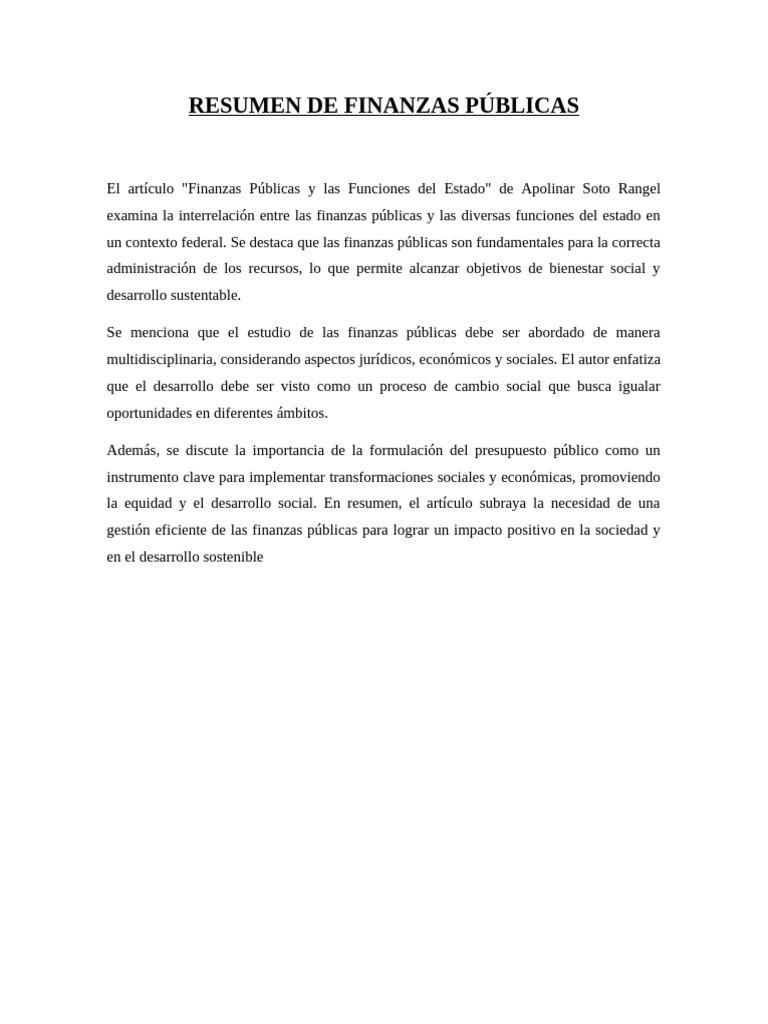 Resumen de Finanzas Públicas | PDF | Finanzas y dinero