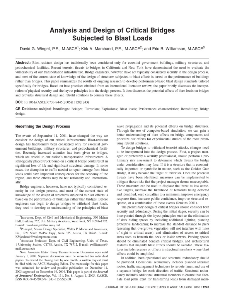 WINGET, D. G. (2005) - Analysis and Design of Critical Bridges ...