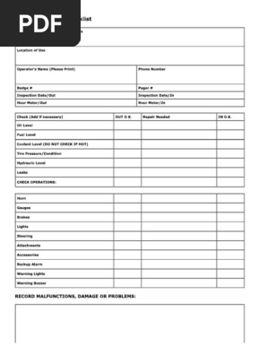 Daily Inspection Checklist