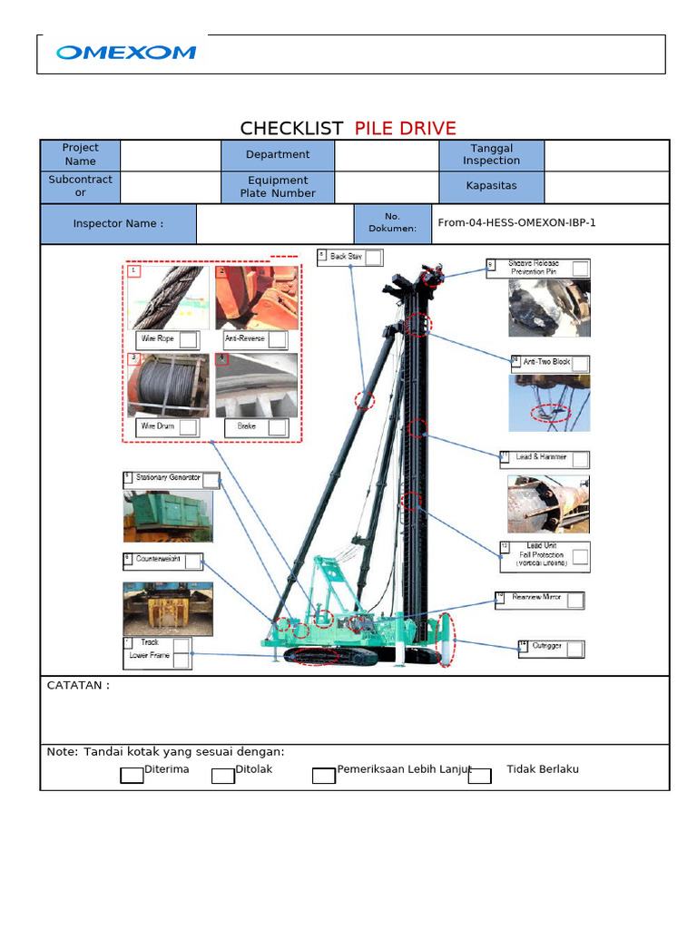 Checklist Inspeksi Pile Drive Efektif | PDF