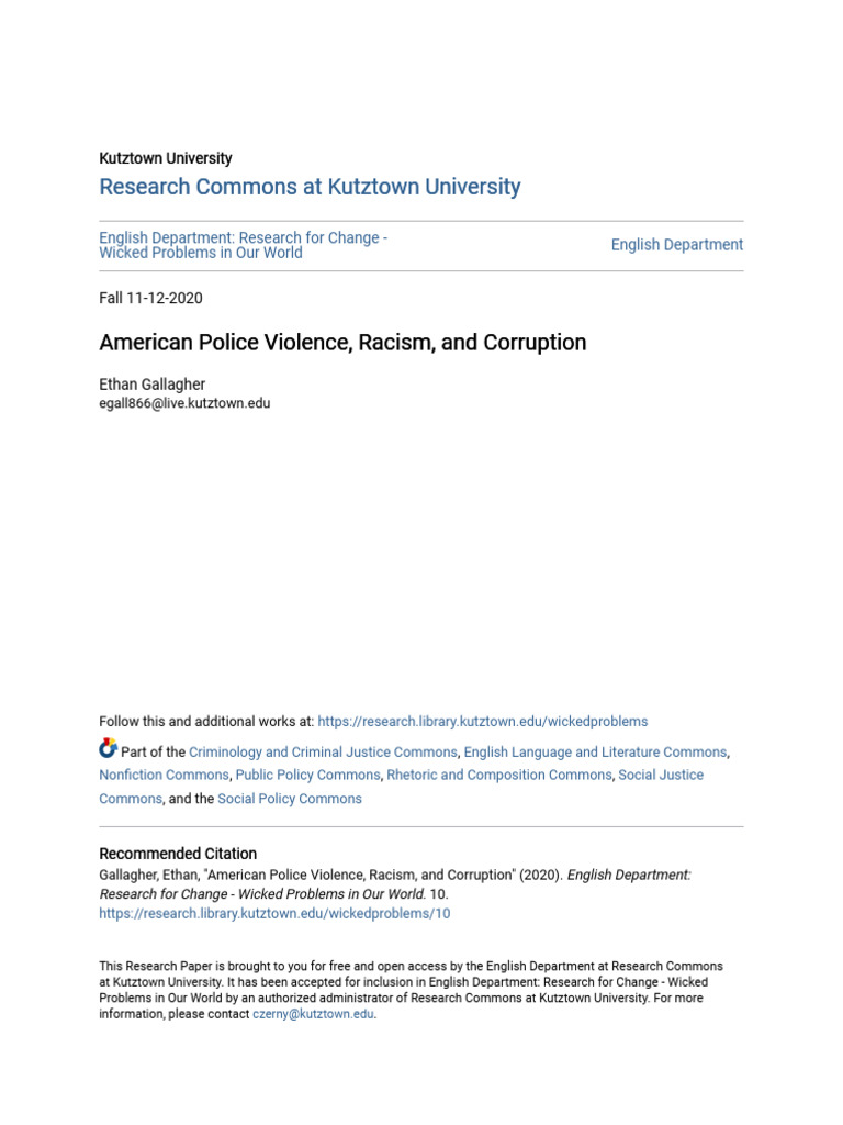 Police Violence and Racism in America | PDF | Police | Discrimination ...