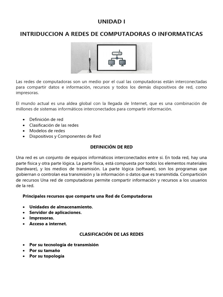 Introducción a Redes de Computadoras | PDF | Red de computadoras ...
