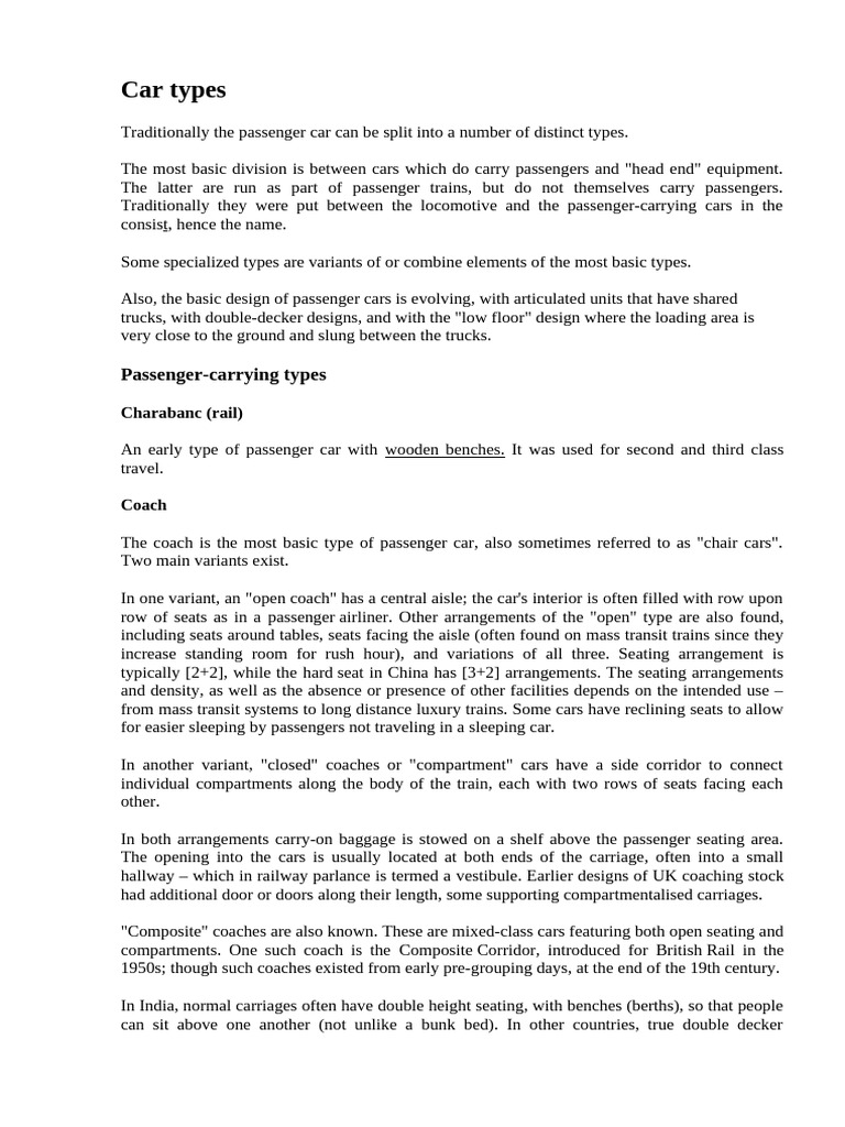Types of Passenger Train Cars Explained | PDF | Rail Transport ...