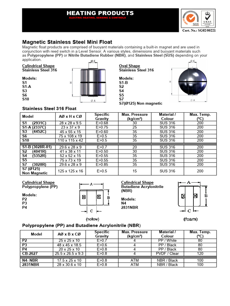 REACH - Magnetic Float Ball (SUS PP NBR) | PDF | Materials