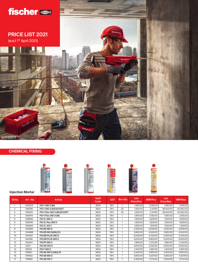 Fischer Price List | PDF | Metalworking