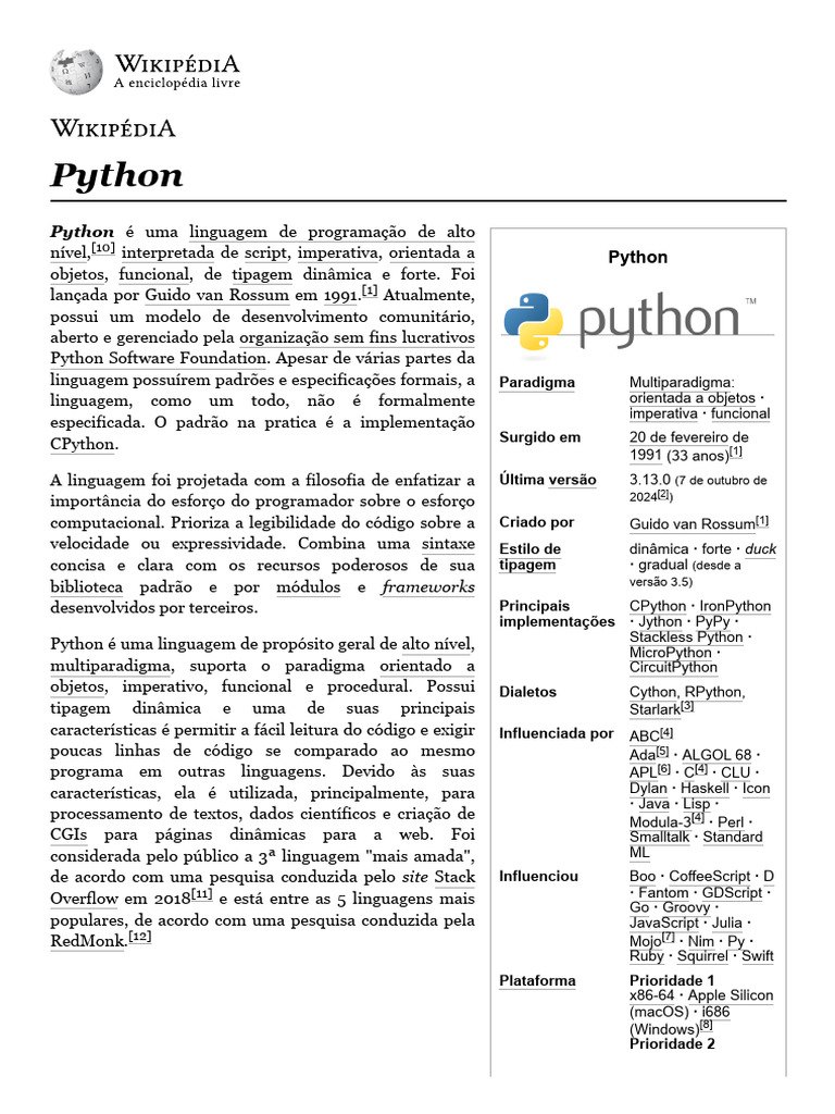 Python: Linguagem de Programação Versátil | PDF | Python (linguagem de ...
