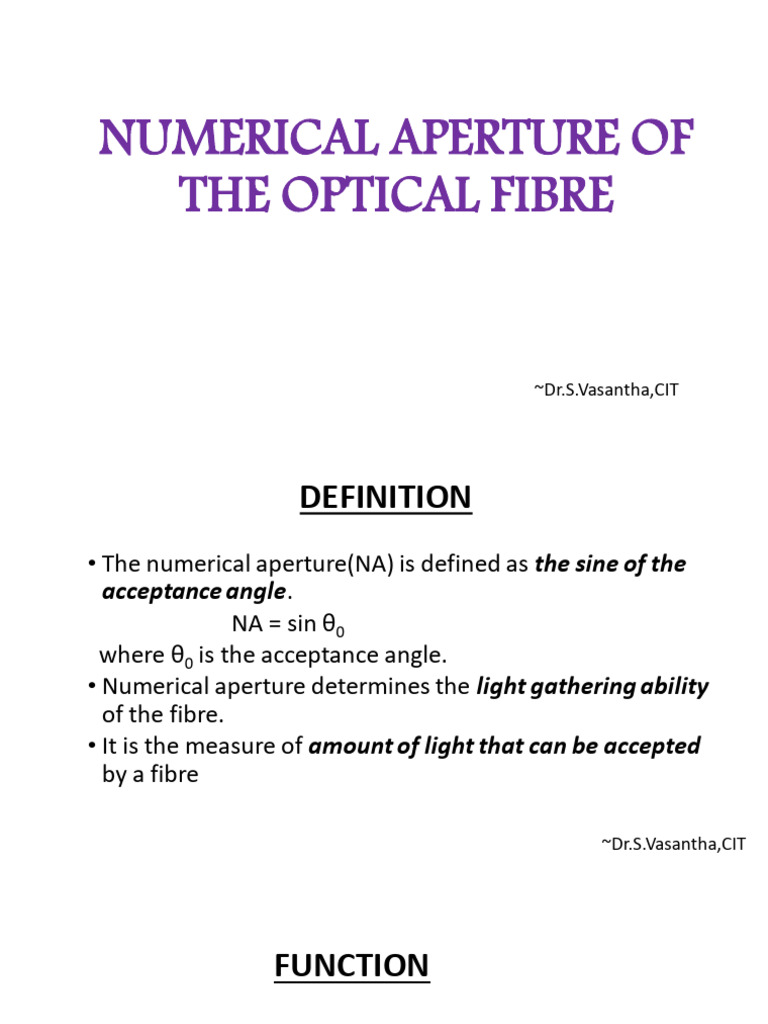 Numerical Aperture in Optical Fiber | PDF