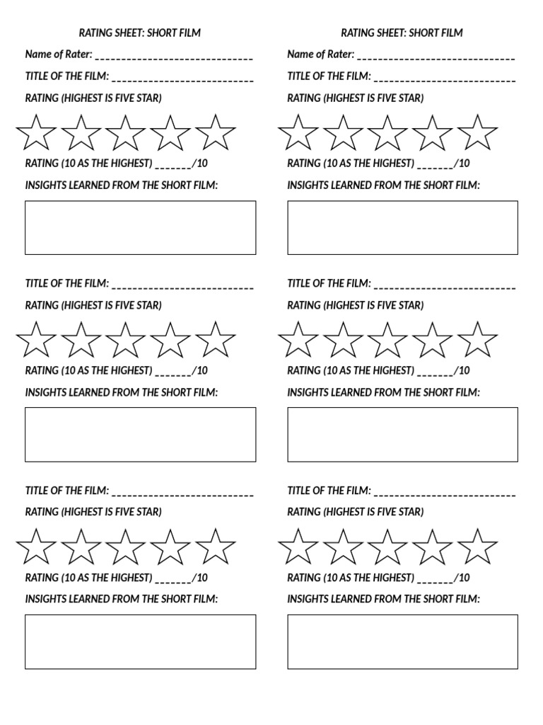 Rating Sheet | PDF