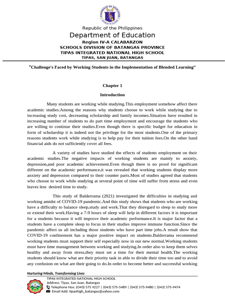 Challenges of Working Students in Blended Learning | PDF | Empathy ...