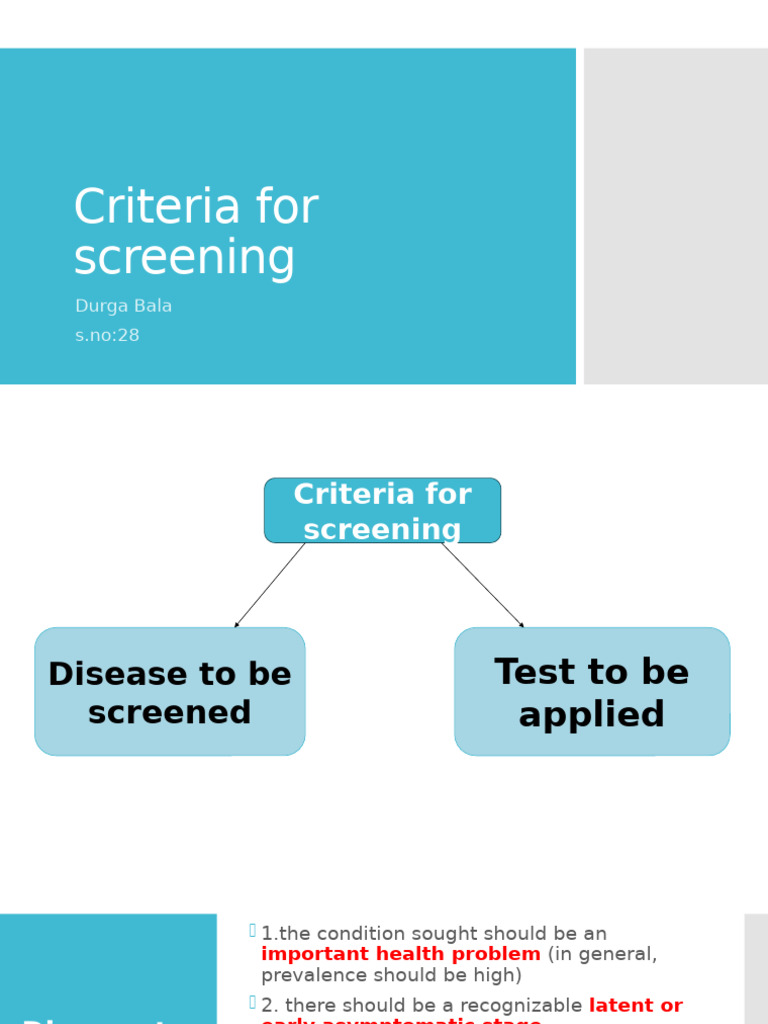 Criteria For Screening Final | PDF | Sensitivity And Specificity ...