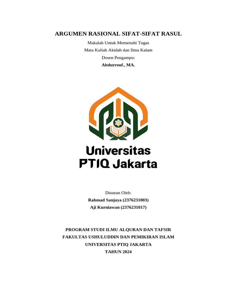 Argumen Rasional Sifat Rasul dalam Islam | PDF