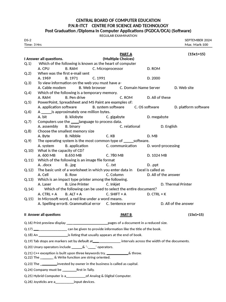 MS Word Practice Exam September 2024 | PDF | Printer (Computing ...