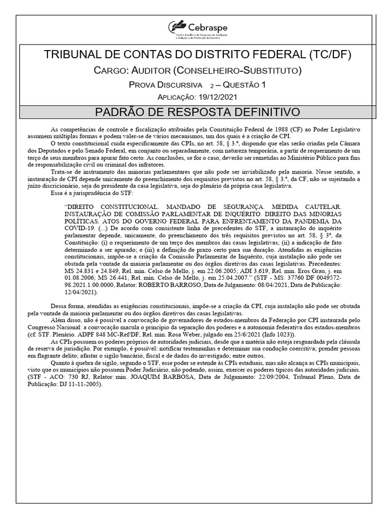 Competências e Limites das CPIs no Brasil | PDF | Orçamento ...