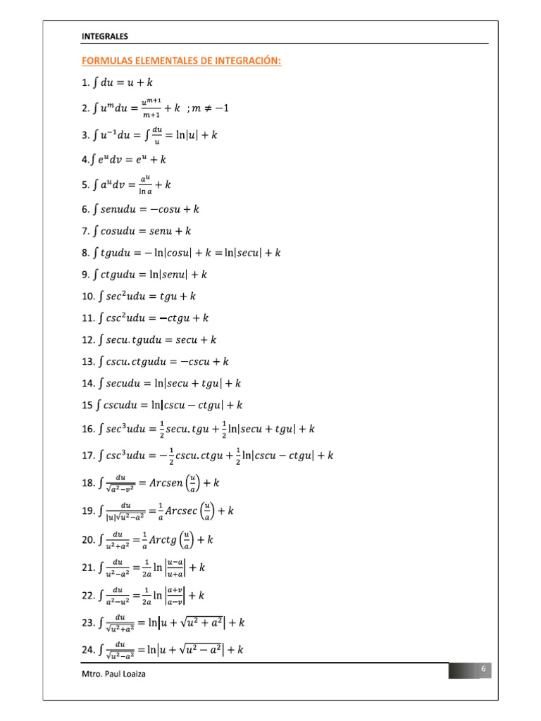 Formula Integrales | PDF