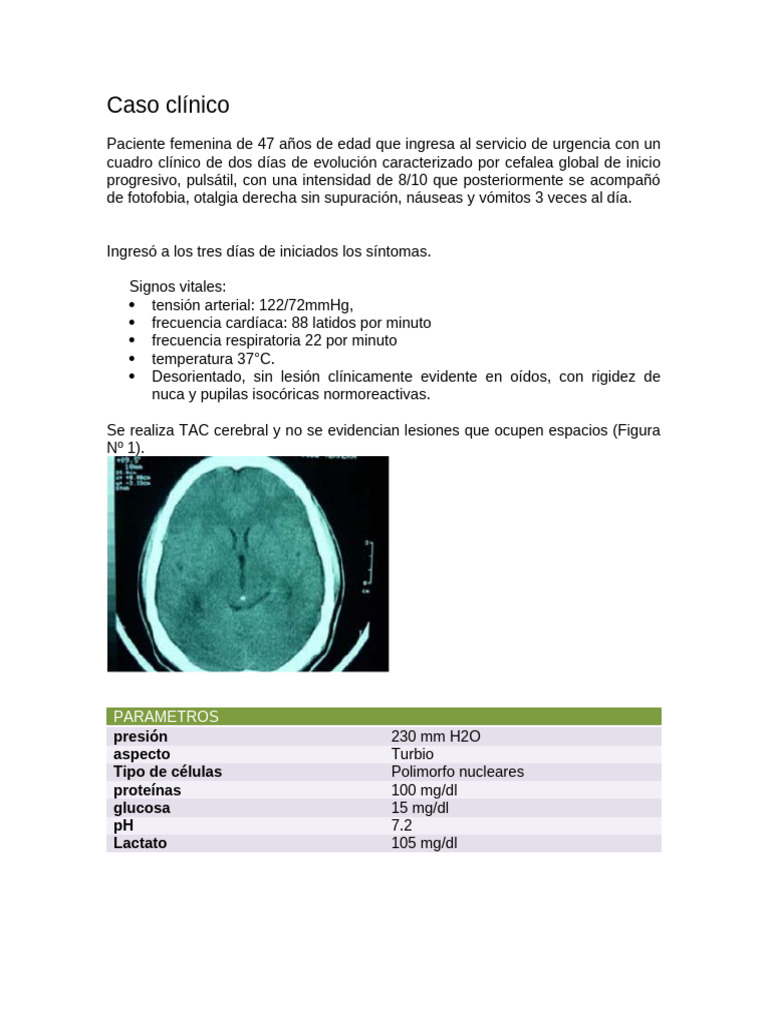 Meningitis bacteriana y otomastoiditis en mujer de 47 años | PDF ...