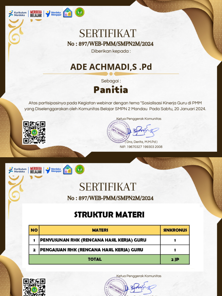 Sertifikat ADE ACHMADI | PDF | Bisnis