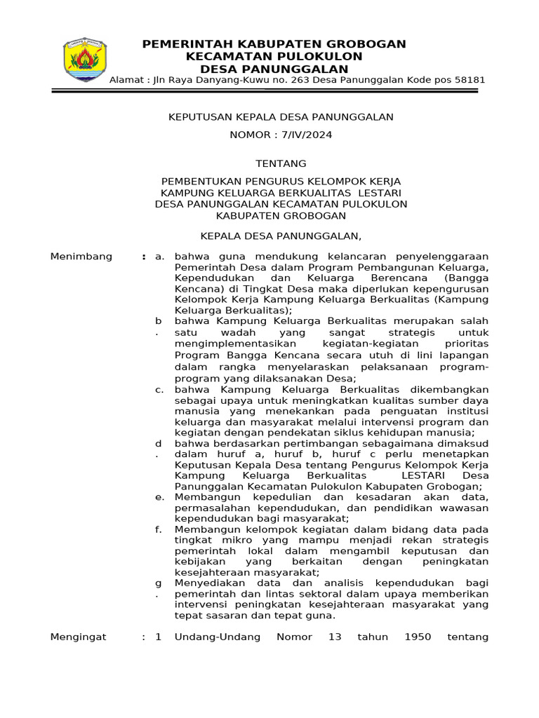 SK7 Pokja Kampung KB 2024 | PDF