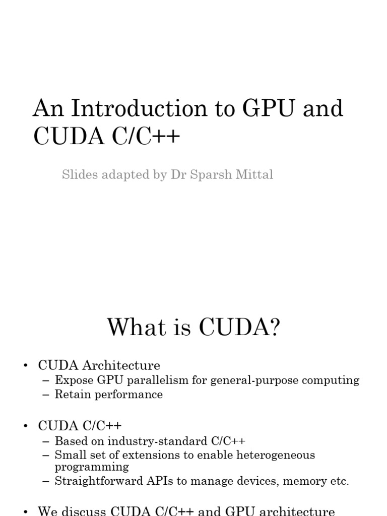 Introduction to CUDA C/C++ Programming | PDF | Graphics Processing Unit ...