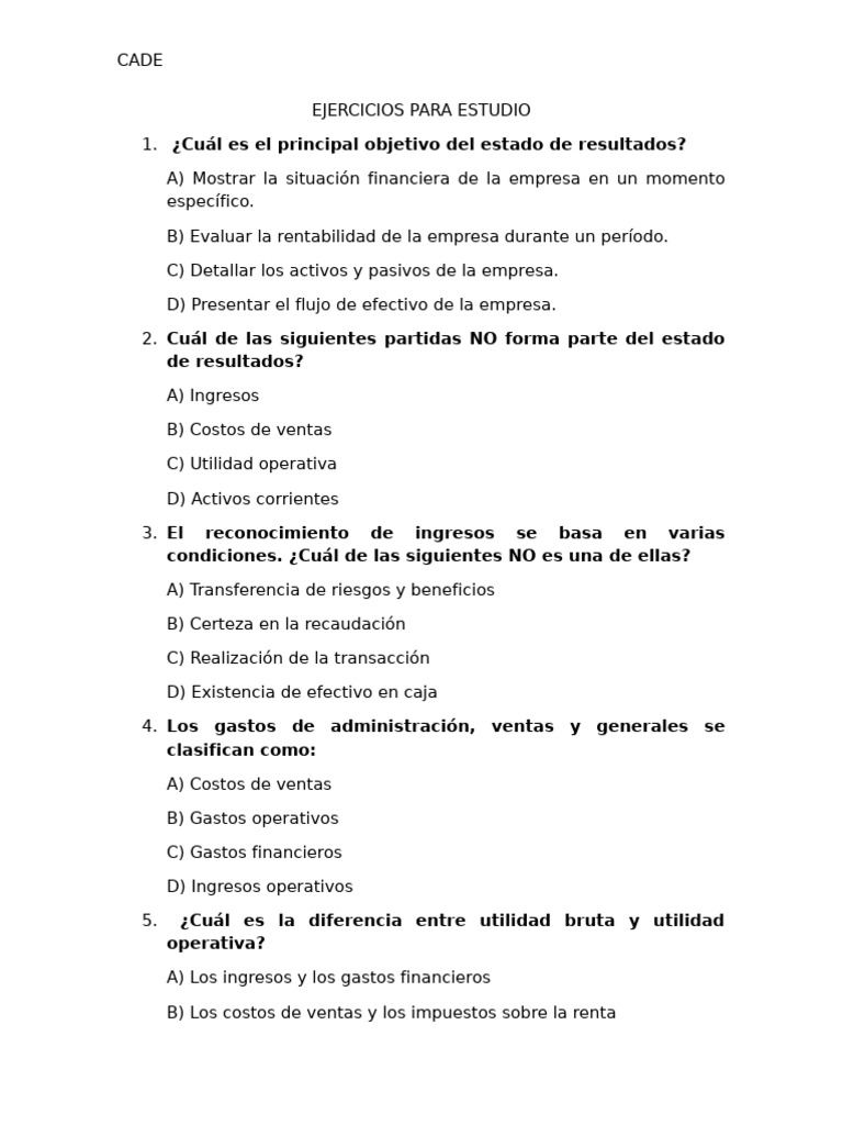 Ejercicios sobre Estado de Resultados | PDF | Contabilidad | Servicios ...