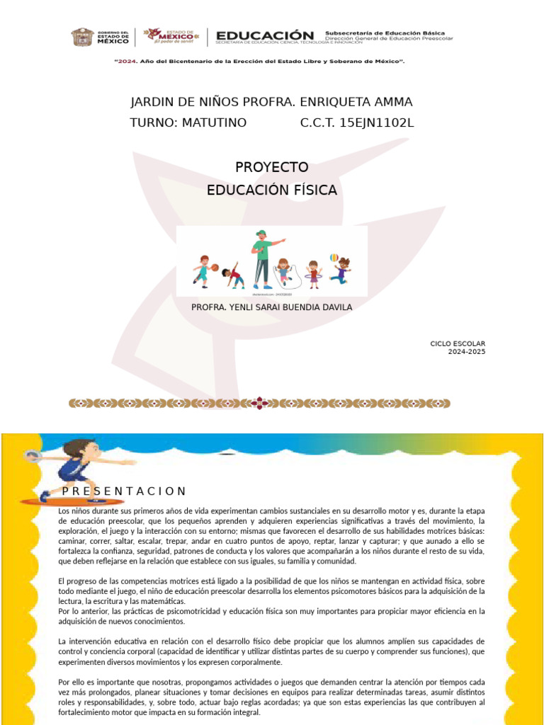 Proyecto de Educacion Fisica | PDF | Educación de la primera infancia ...